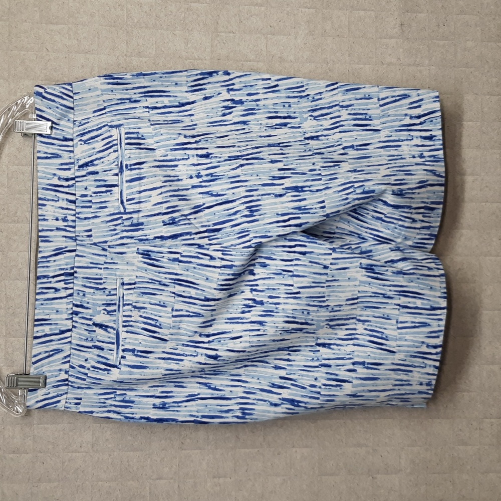 Chico's Blue and White Abstract Print Stretch Shorts - Picture 4 of 6